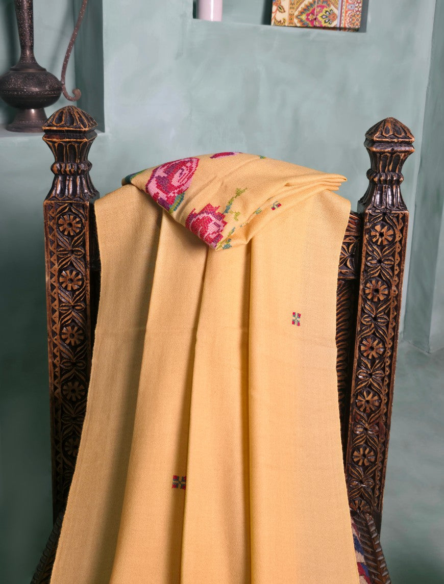 Pashmina Needle Work Shawl D#22 - Golden photo 2