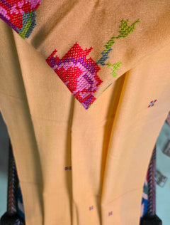 Pashmina Needle Work Shawl D#22 - Golden photo 4