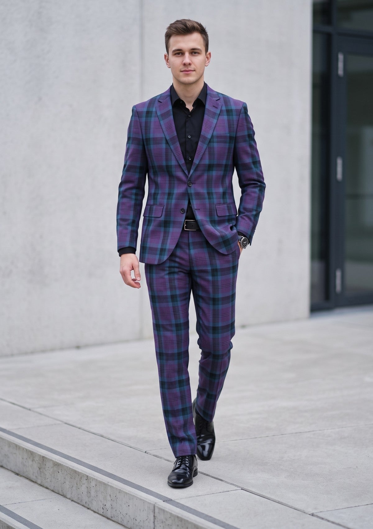 Holland & Sherry Selvage Check Wool Fabric - P Green photo 1