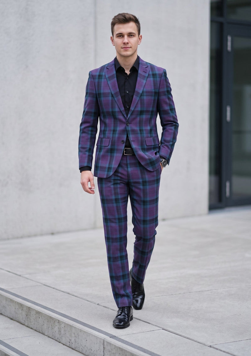Holland & Sherry Selvage Check Wool Fabric - P Green