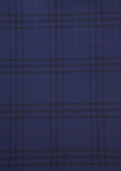 Holland & Sherry Selvage Check Wool Fabric - N Blue photo 2