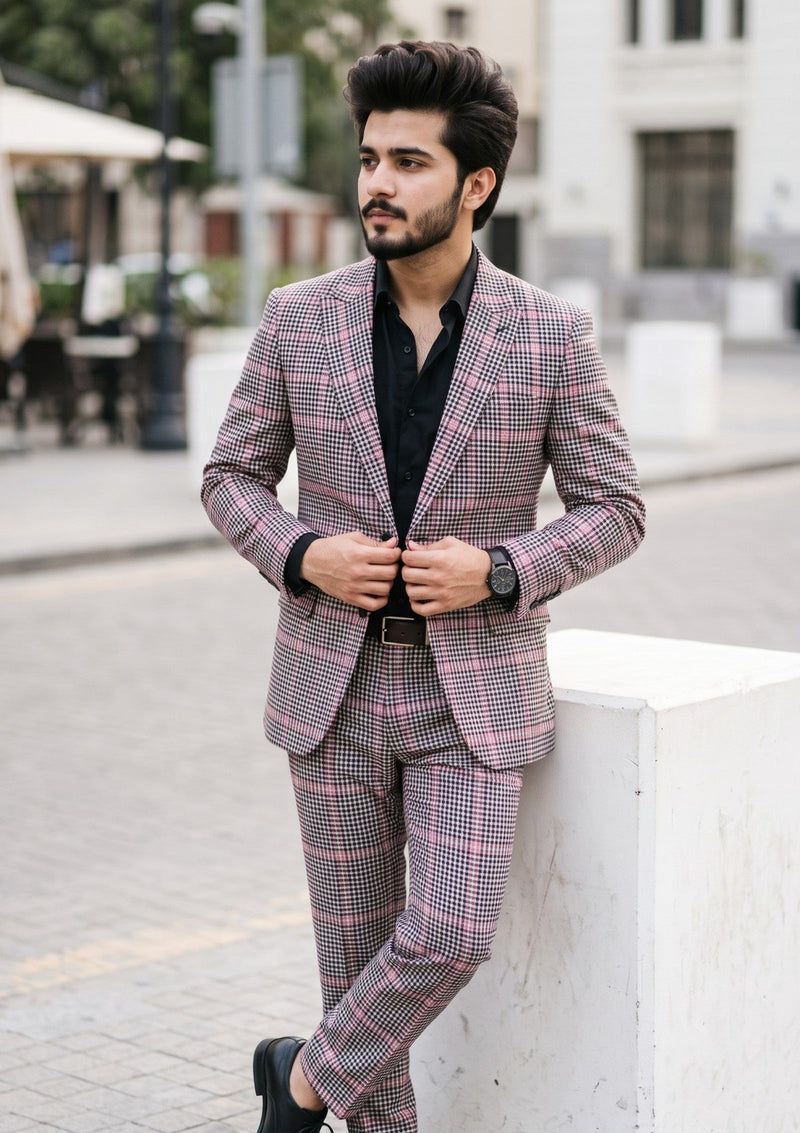 Holland & Sherry Selvage Check Wool Fabric - P Fawn