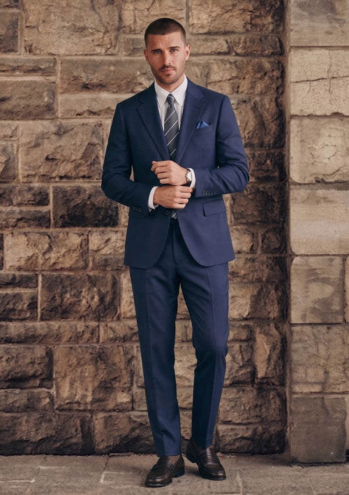 Dormeuil Super 130'S Echo Patagonian Wool Fabric - Navy Blue photo 1