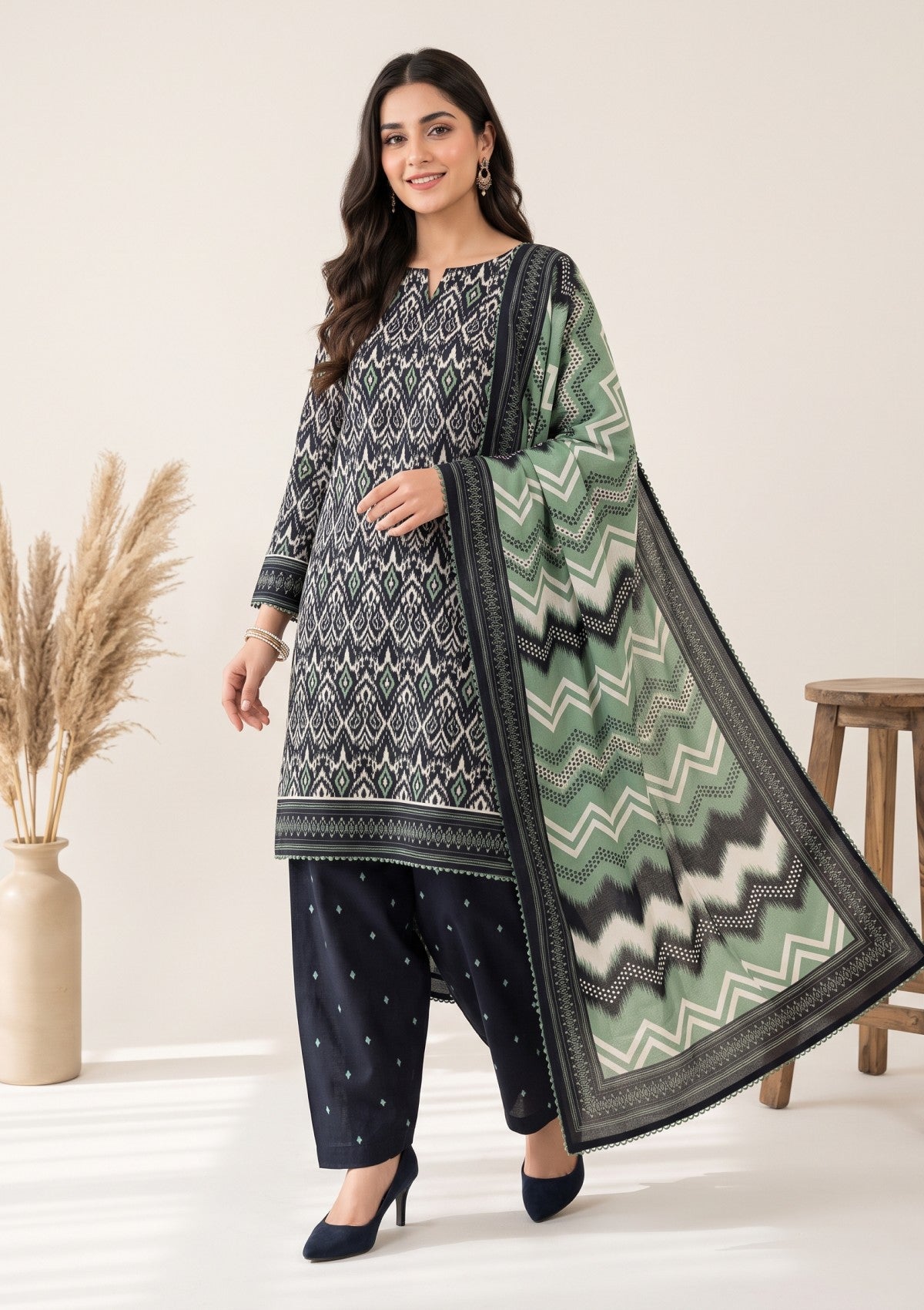 Winter - Rubaaiyat - Bana Dora Linen 26 - D#23 - Green photo 1