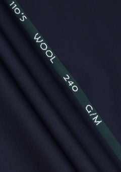 Reda Super 110'S Solid Weave 240 GM Wool Fabric - Navy Blue photo 1