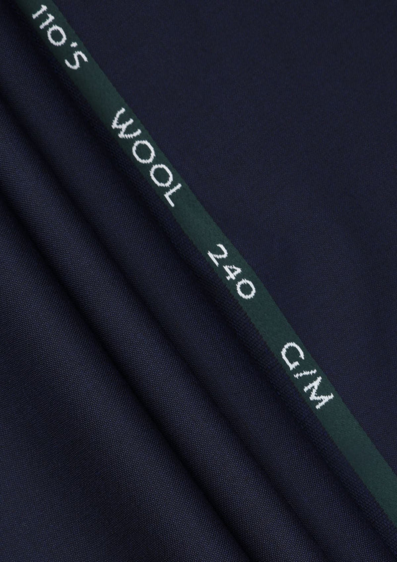 Reda Super 110'S Solid Weave 240 GM Wool Fabric - Navy Blue