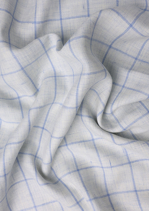 Drago Lanificio Beilla Suiting Wool & Linen Fabric - Blue photo 2