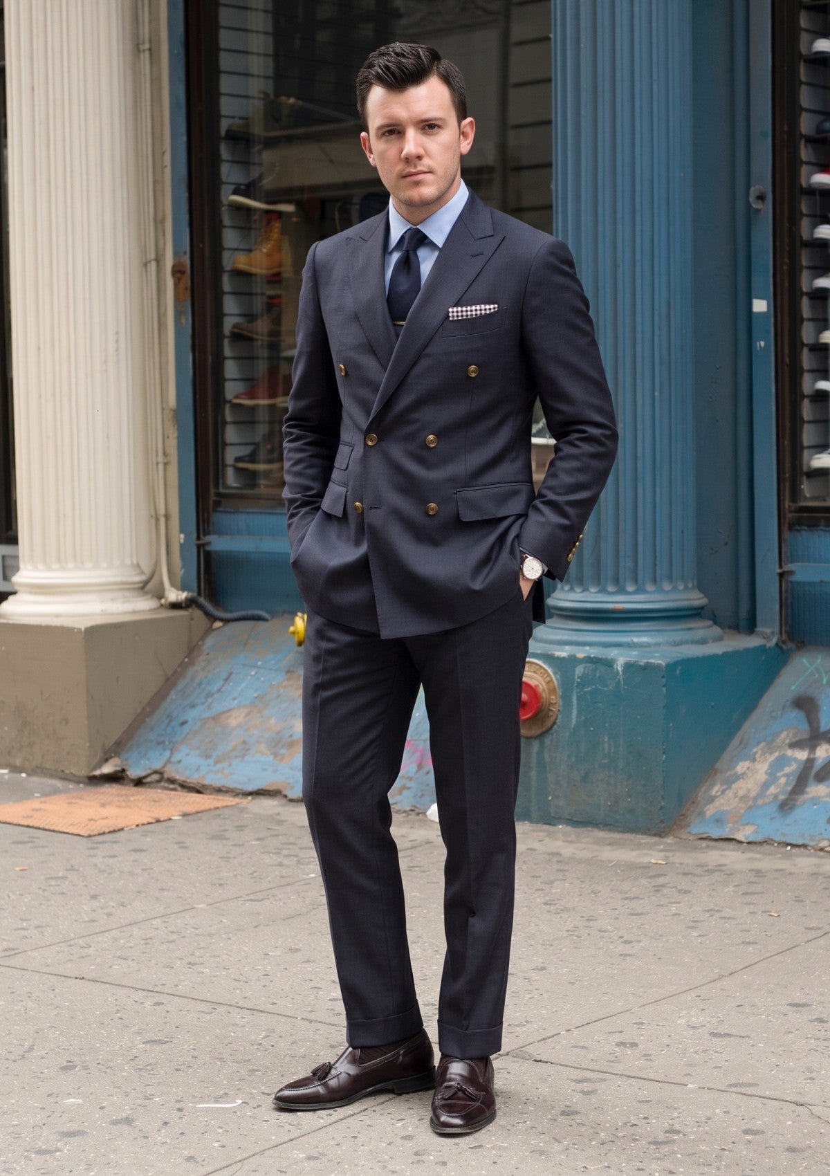 Loro Piana Highlander 13 Micron Super 210's Merino Wool Fabric - Dark Blue photo 1
