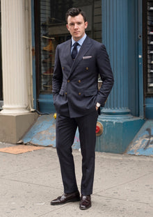 Loro Piana Highlander 13 Micron Super 210's Merino Wool Fabric - Dark Blue photo 1