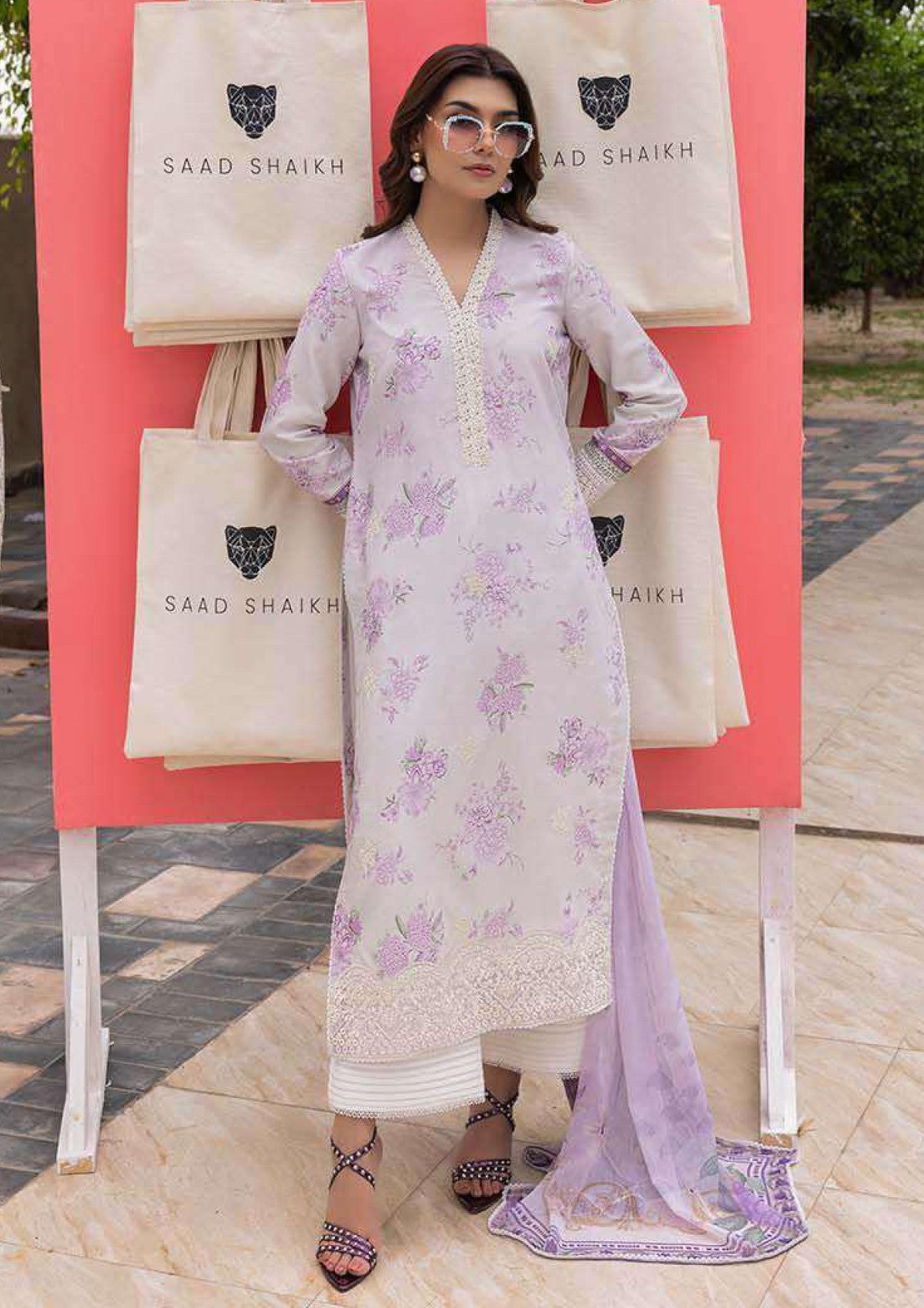 Lawn - Saad Shaikh - Mojito - Printed 25 - SS#1104 - Haze image 4