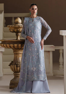 Formals - Emaan Adeel - Modern Heirloom Unstitched Chiffon 26 - BLUE VERSE photo 1