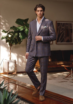 Cerruti Prestige Lanificio Super 130's Wool Fabric D#02 - Blue Brown photo 1