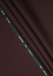 Reda Super 110'S Solid Weave 240 GM Wool Fabric - Reddish Brown photo 1