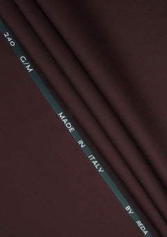 Reda Super 110'S Solid Weave 240 GM Wool Fabric - Reddish Brown photo 1