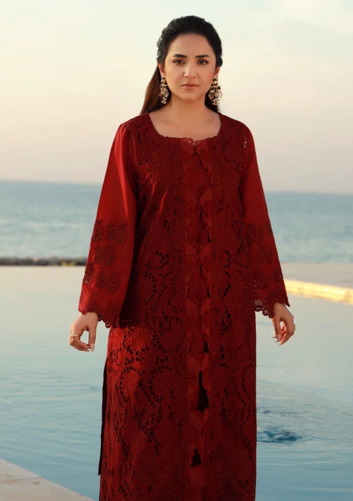 Lawn - Marwat Textiles - Gulmina - Unstitched 25 - D#10 - Scarlet image 2