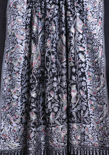 Pashmina Ari Work Jaaldar Scarf D#04 - Black photo 2