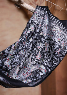 Pashmina Ari Work Jaaldar Scarf D#04 - Black photo 3