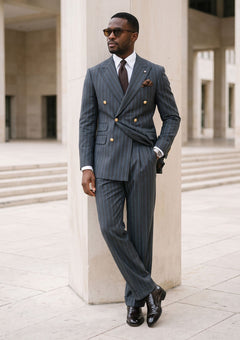 Cavani Four Season Selvage Broad Stripe Wool - Dark Grey image 1