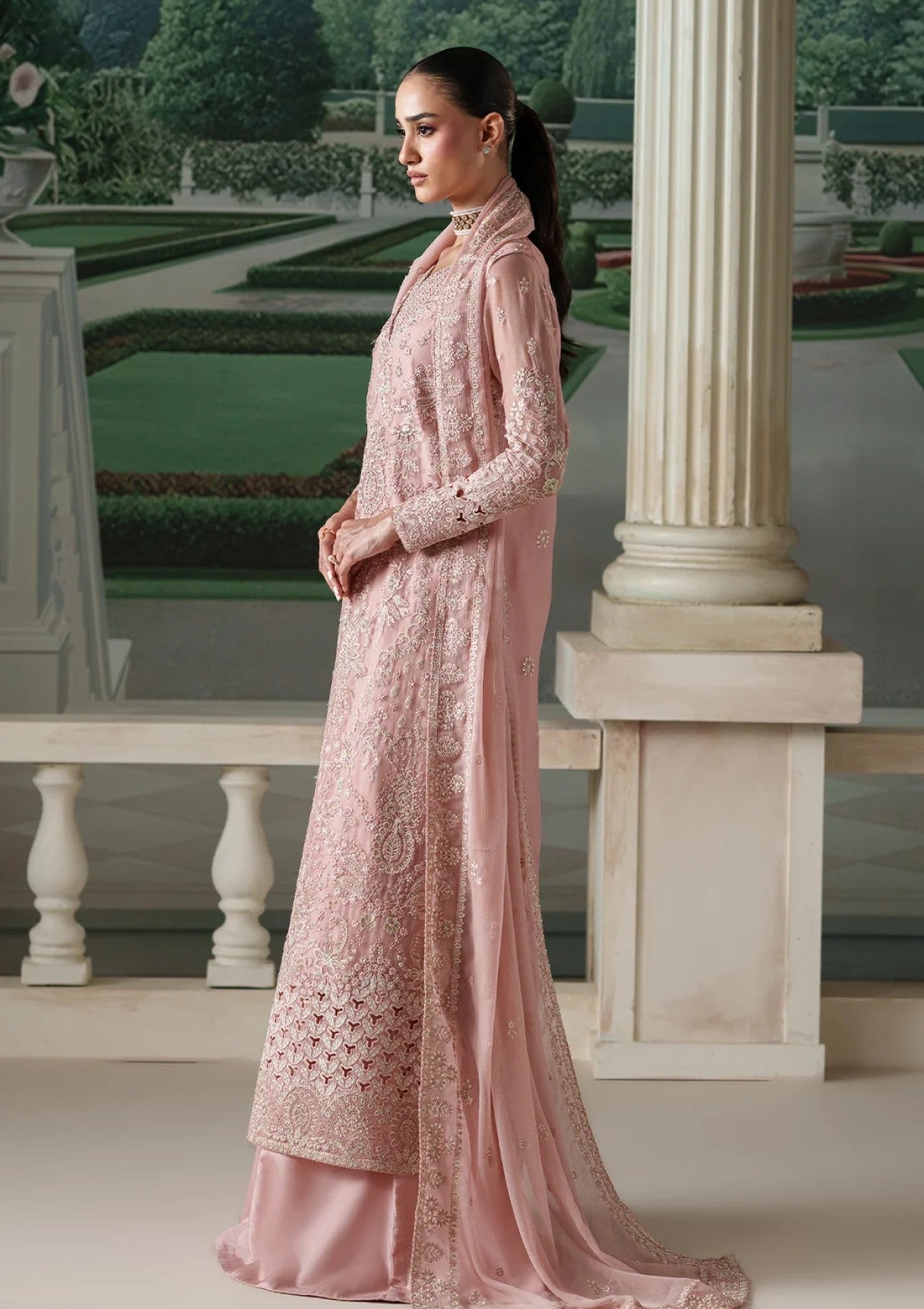 Formals - Emaan Adeel - Modern Heirloom Unstitched Chiffon 26 - ANTIQUE BLUSH photo 3