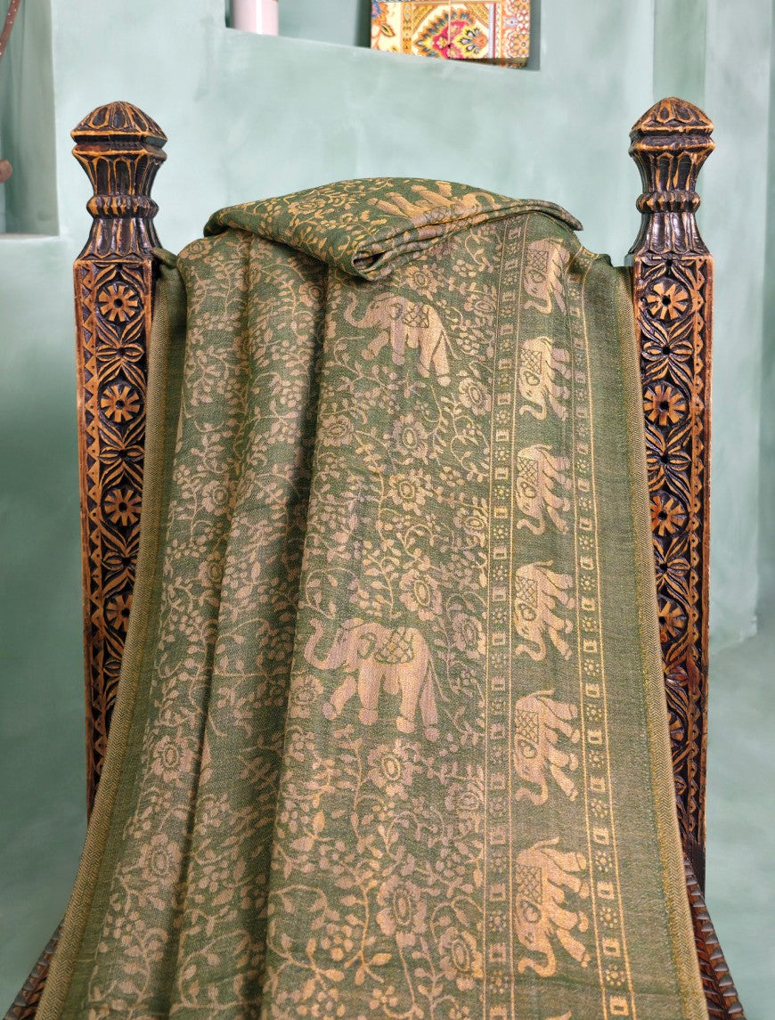 Pashmina Zari Branded Shawl D#01 - L Green photo 2