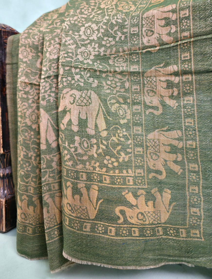 Pashmina Zari Branded Shawl D#01 - L Green photo 4