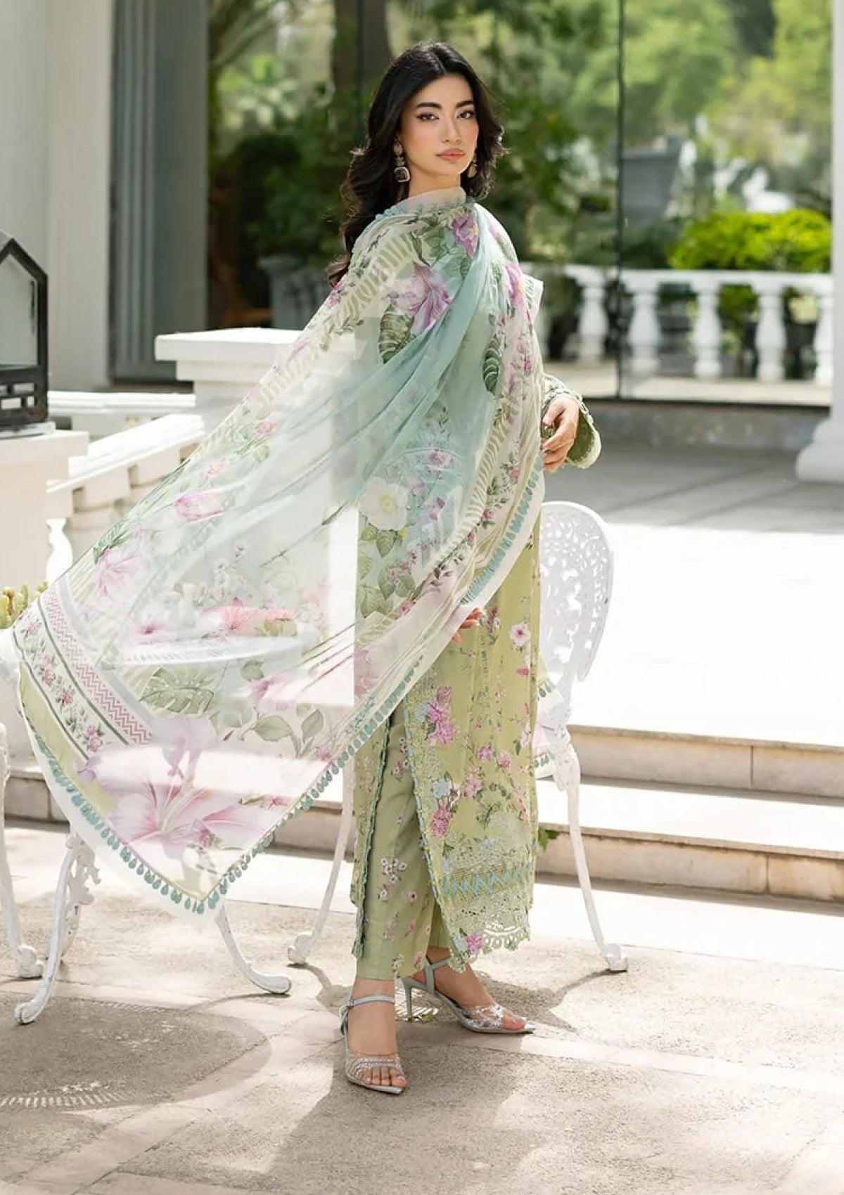 Lawn - Elaf Premium - Signature Embroidered 26 - Vol II - ESG#06A - JADE photo 4