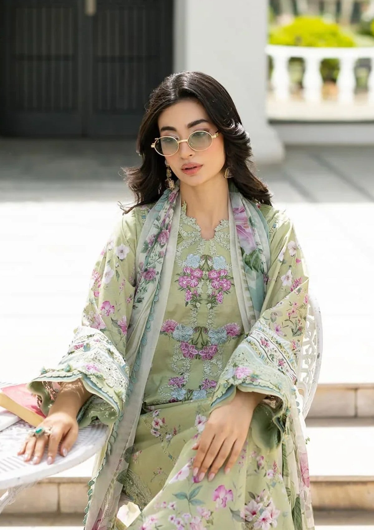 Lawn - Elaf Premium - Signature Embroidered 26 - Vol II - ESG#06A - JADE photo 3