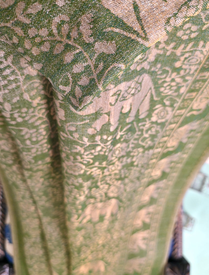 Pashmina Zari Branded Shawl D#01 - L Green photo 3