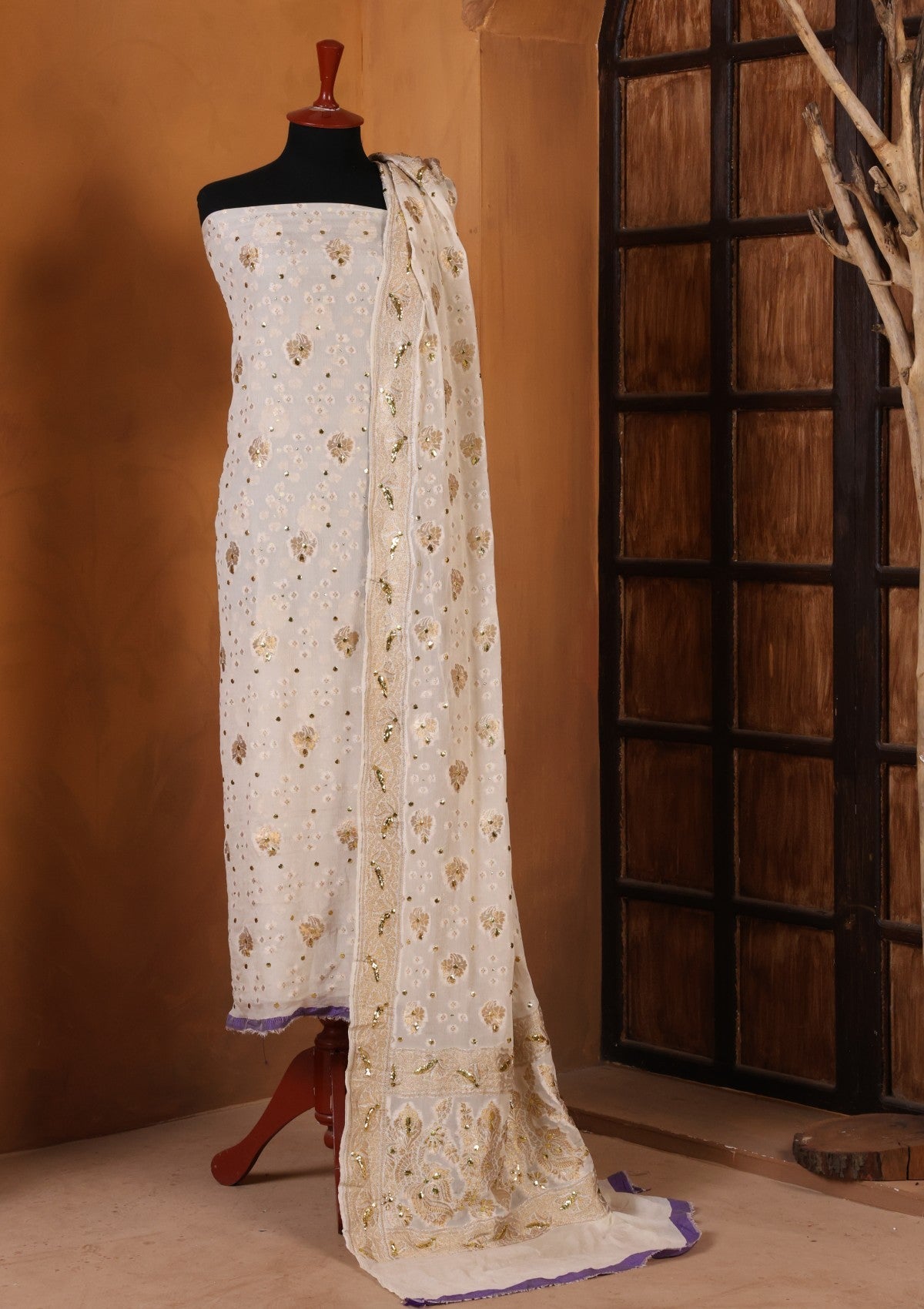 Formals - Bahawalpur Pehnawa - Chiffon Jamawar - 2 Piece - D#01 - image 1