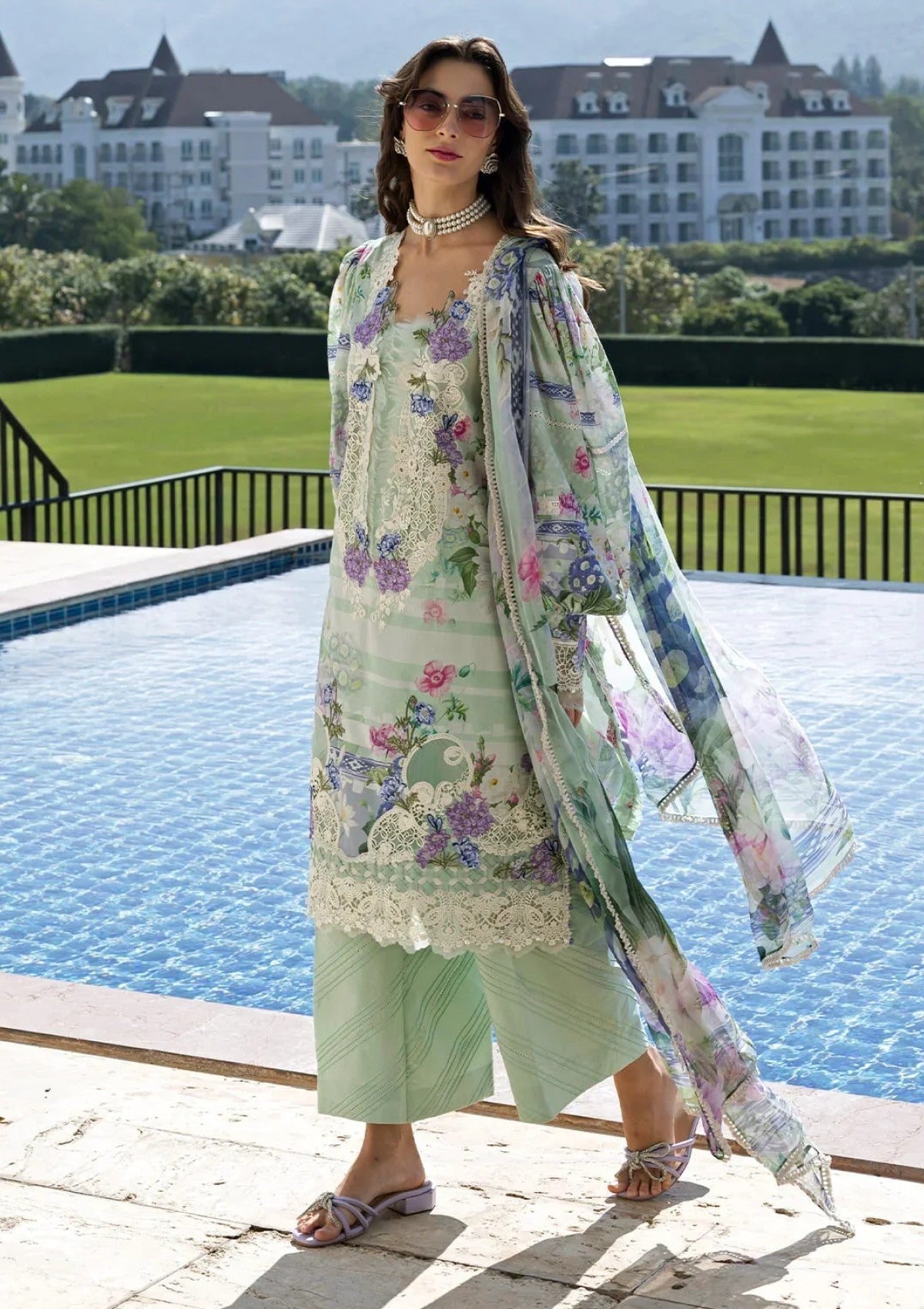 Lawn - Elaf Premium - Signature Embroidered Prints 26 - ESA#06B - EVELINE WHISPER photo 1