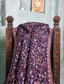 Pashmina Embroidered Jaaldar Shawl D#01 - Blue photo 2