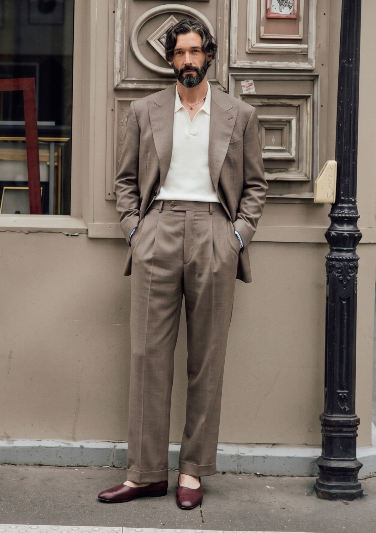 Cerruti Prestige Lanificio Super 130's Wool Fabric D#01 - Khakhi photo 1