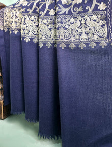 Pashmina Ari Work Jaaldar Shawl D#33 - N Blue photo 3