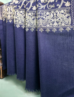 Pashmina Ari Work Jaaldar Shawl D#33 - N Blue photo 3