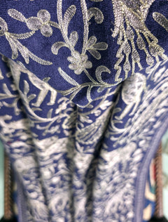 Pashmina Ari Work Jaaldar Shawl D#33 - N Blue photo 4