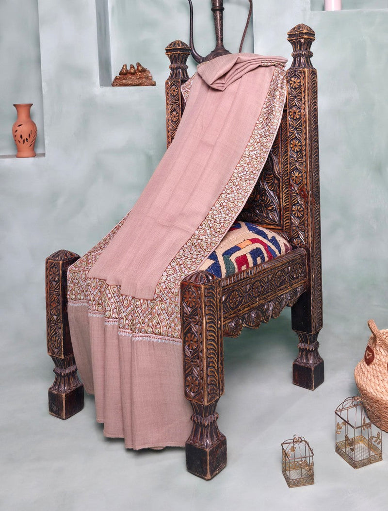 Pashmina Kashmiri Border Shawl D#169 - Skin