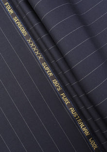 Cavani Four Season Wool Selvage Broad Stripe - Navy image 1