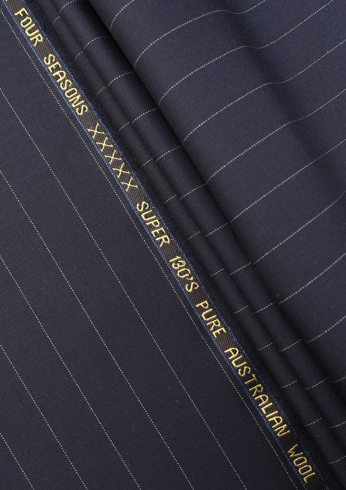 Cavani Four Season Wool Selvage Broad Stripe - Navy