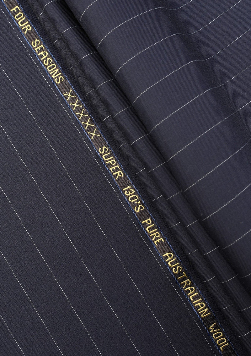 Cavani Four Season Wool Selvage Broad Stripe - Navy