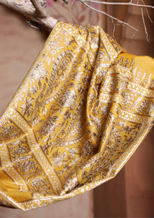 Pashmina Ari Work Jaaldar Scarf D#08 - Mustard photo 3