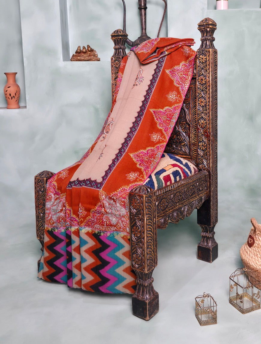 Pashmina Kashmiri Jaaldar Shawl D#153 - Multi photo 1