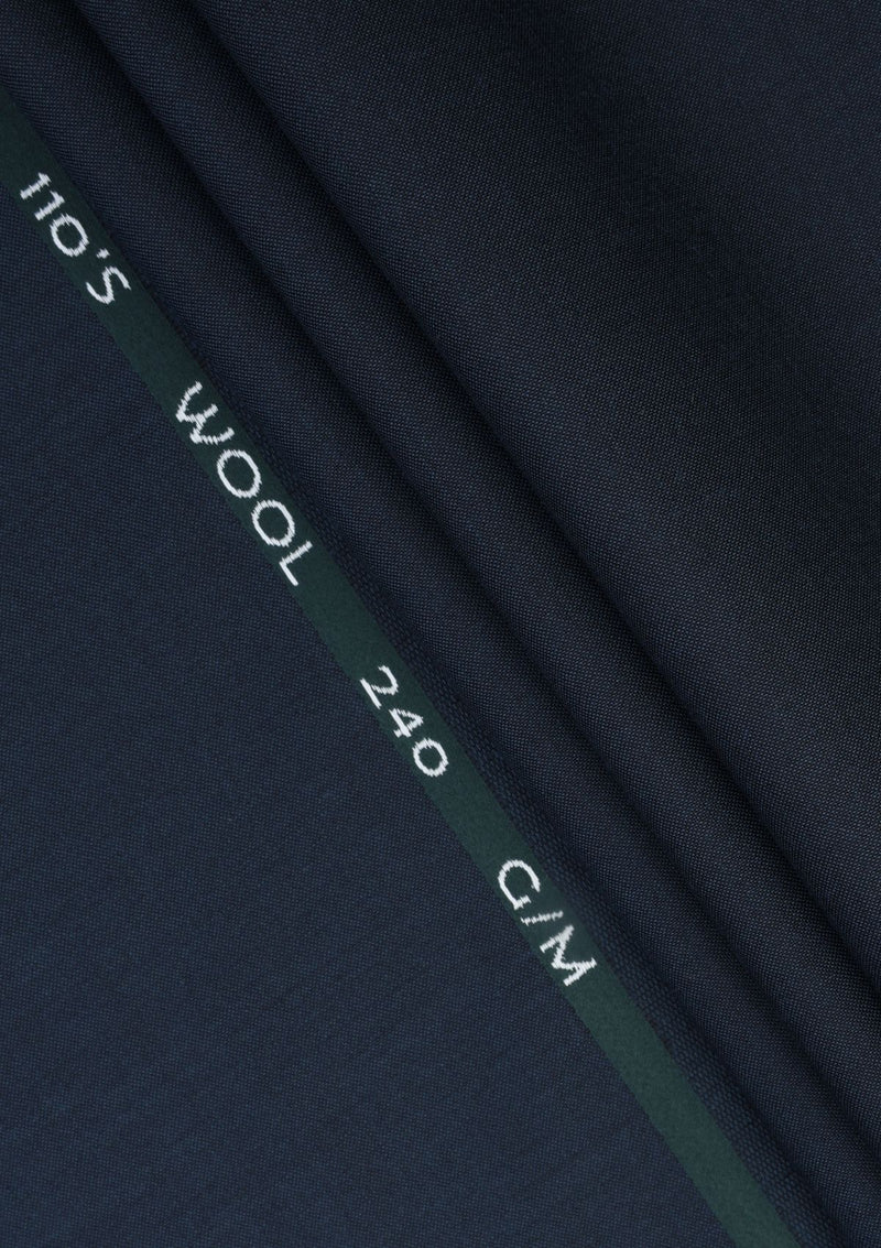 Reda Super 110'S Solid Weave 240 GM Wool Fabric - Blue