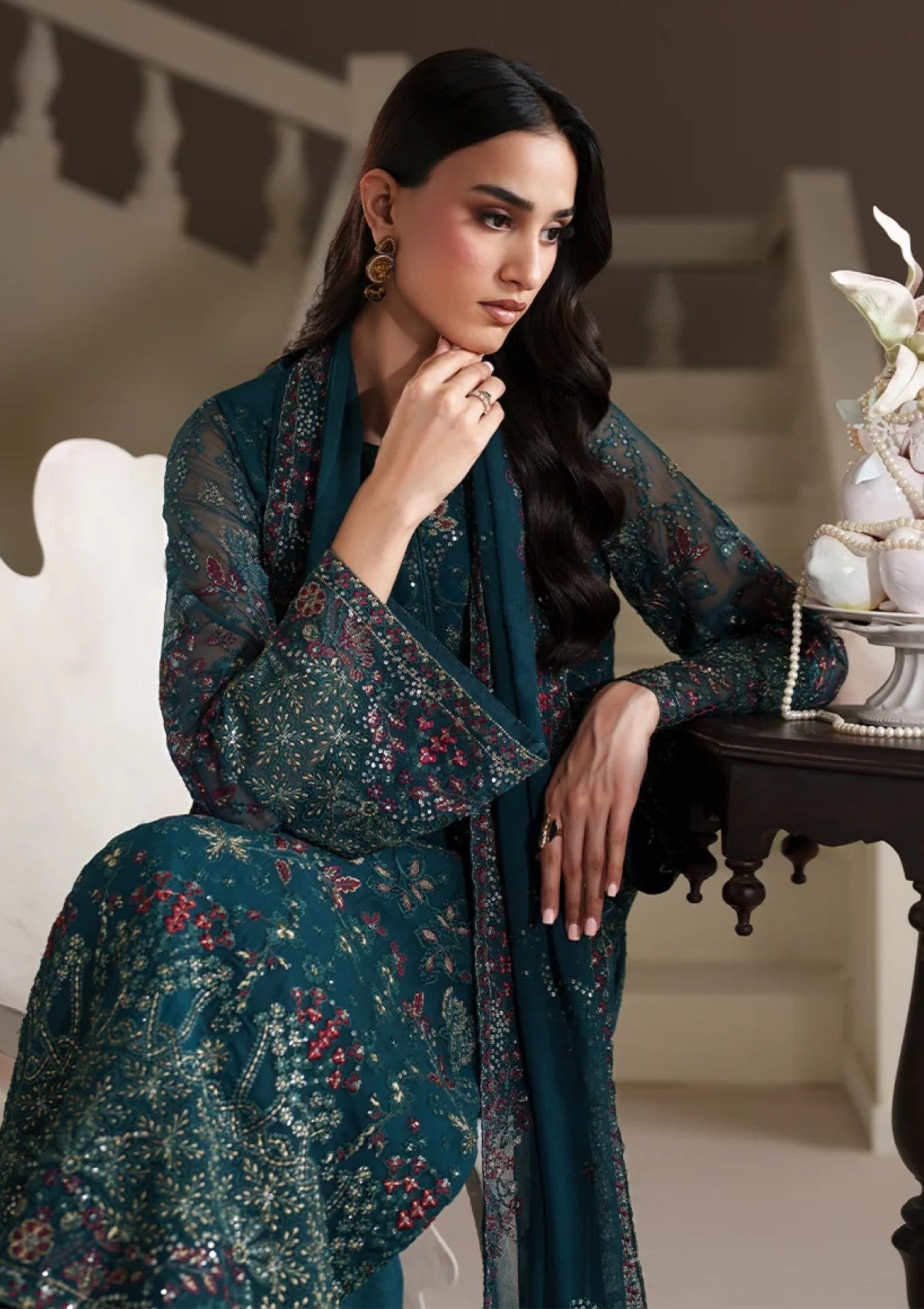 Formals - Emaan Adeel - Modern Heirloom Unstitched Chiffon 26 - ANTIQUE CHARM photo 4