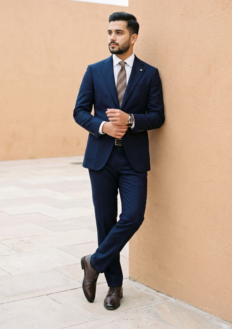 Scabal Super 100's Cashmere Plain Wool Fabric - N Blue