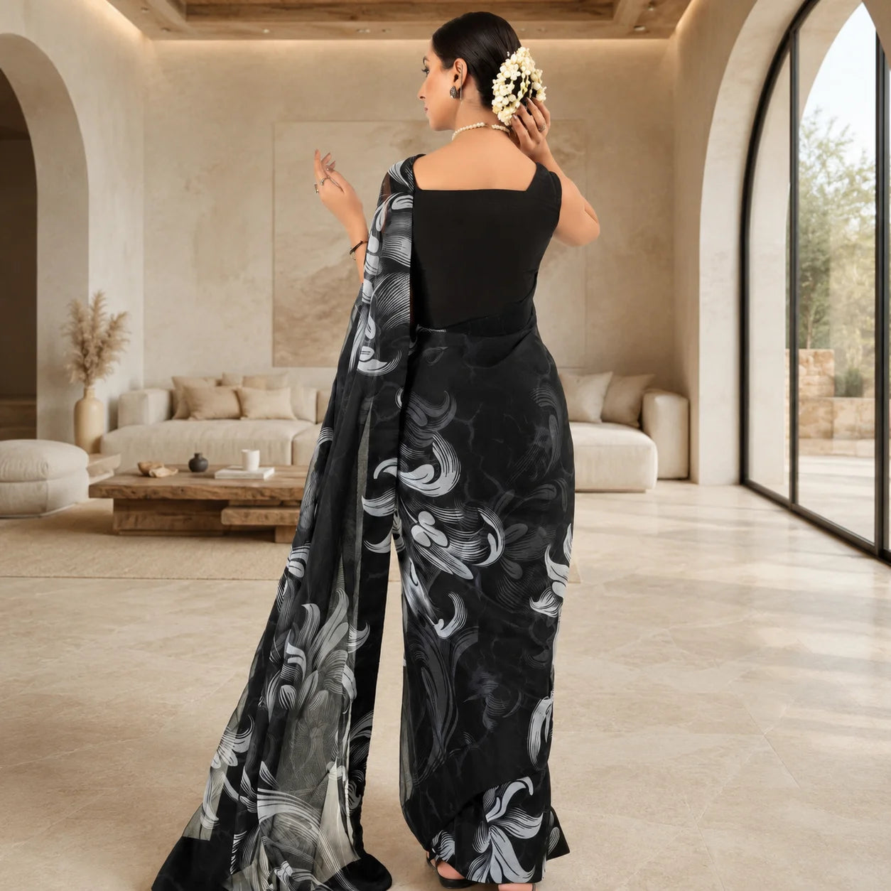 IASC 01 Digital Printed Chiffon Saree Set