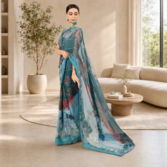 IASC 03 Digital Printed Chiffon Saree Set