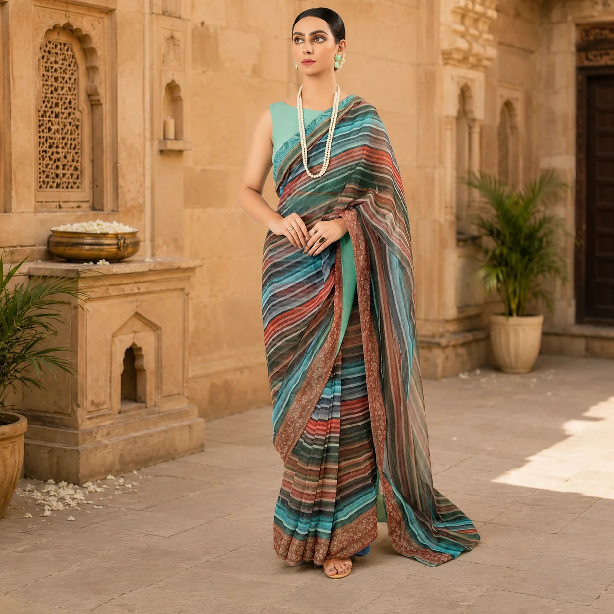 IASC 09 Digital Printed Chiffon Saree Set