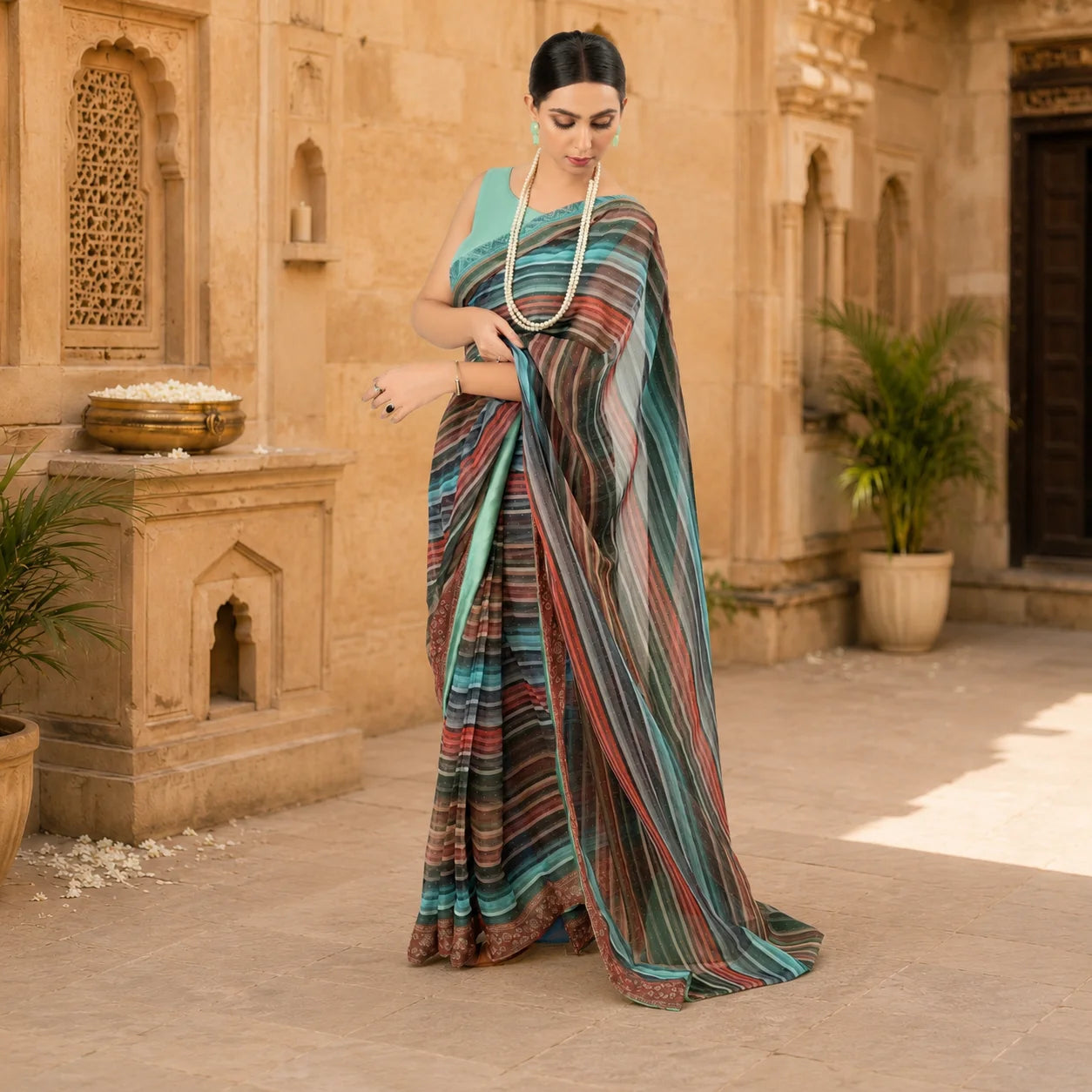 IASC 09 Digital Printed Chiffon Saree Set
