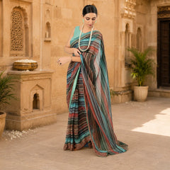 IASC 09 Digital Printed Chiffon Saree Set