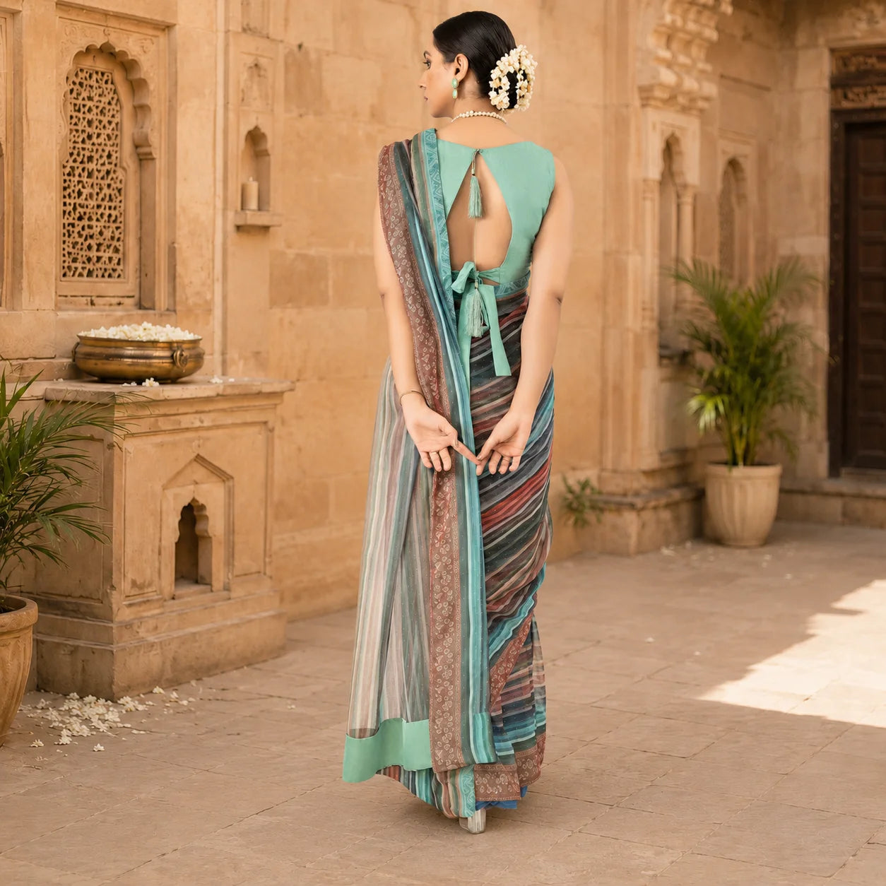 IASC 09 Digital Printed Chiffon Saree Set